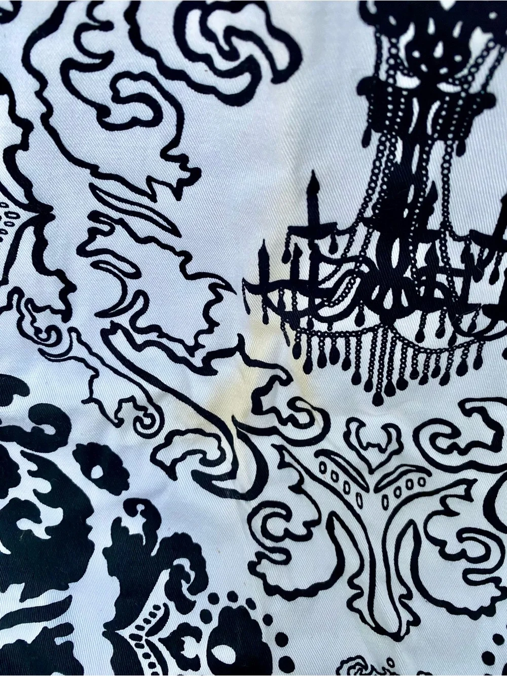 Black White Chandelier Damask Cotton Curtain Panels - Pair of 2